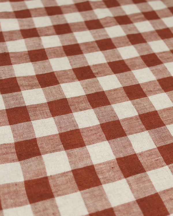 Laundered Linen Gingham Fabric - Rust