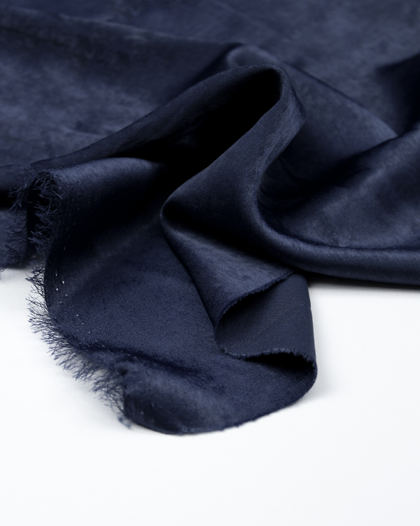 Sandwashed Satin Fabric - Navy Blue
