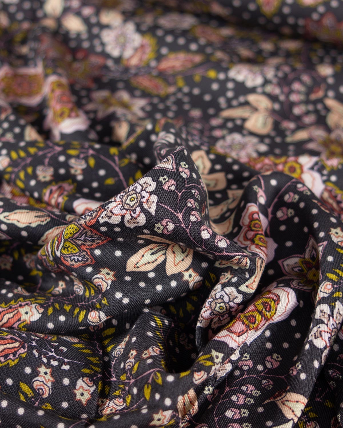 Viscose Twill Fabric - Fable Floral Charcoal