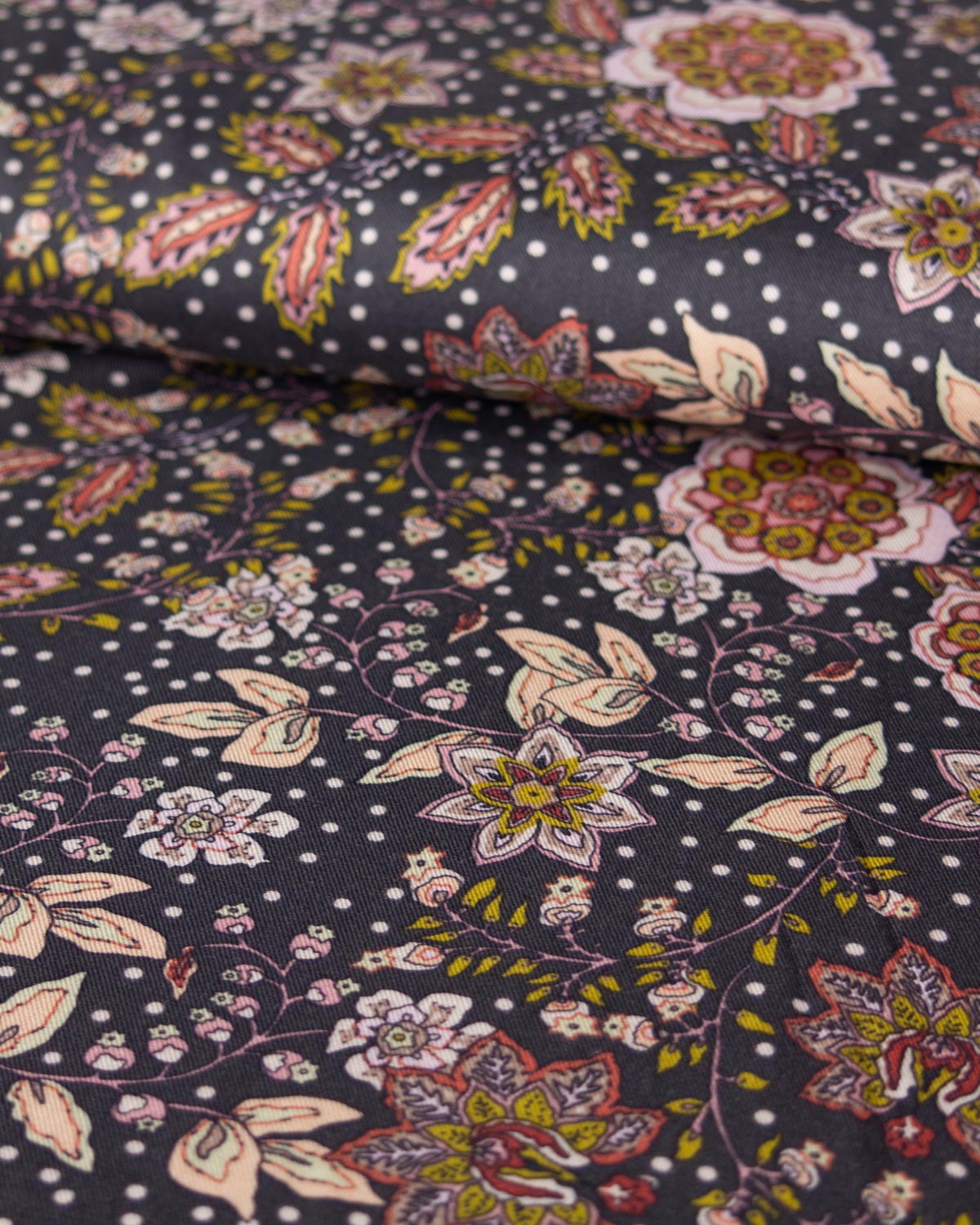 Viscose Twill Fabric - Fable Floral Charcoal