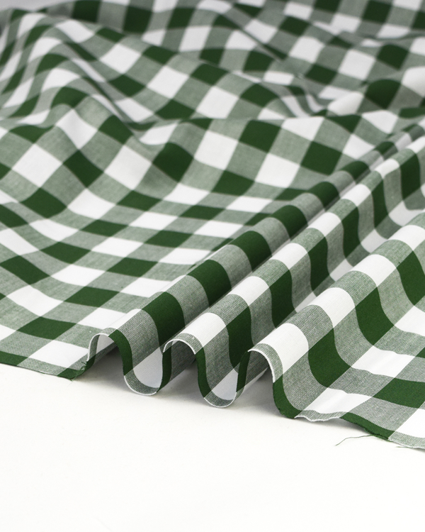 Yarn Dyed Cotton Fabric - 17mm Gingham Evergreen