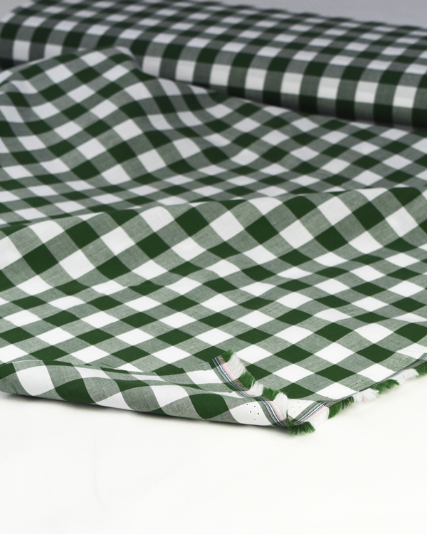 Yarn Dyed Cotton Fabric - 17mm Gingham Evergreen