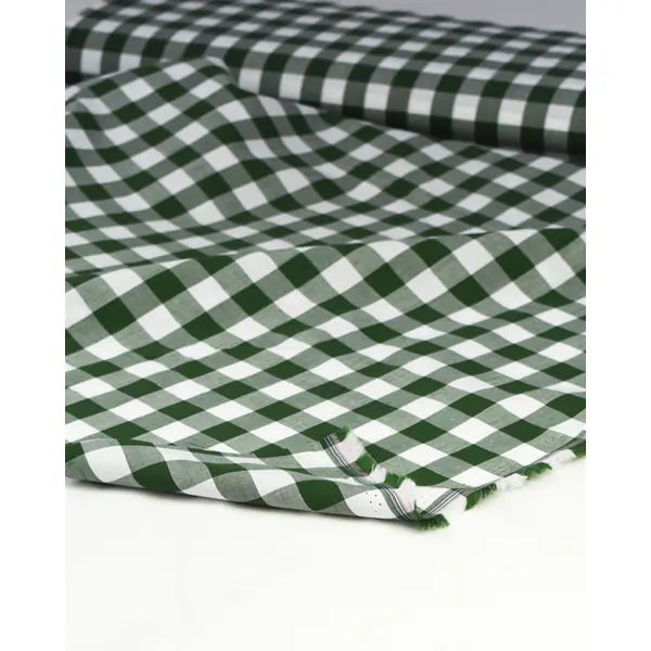Yarn Dyed Cotton Fabric - 17mm Gingham Evergreen | Truro Fabrics