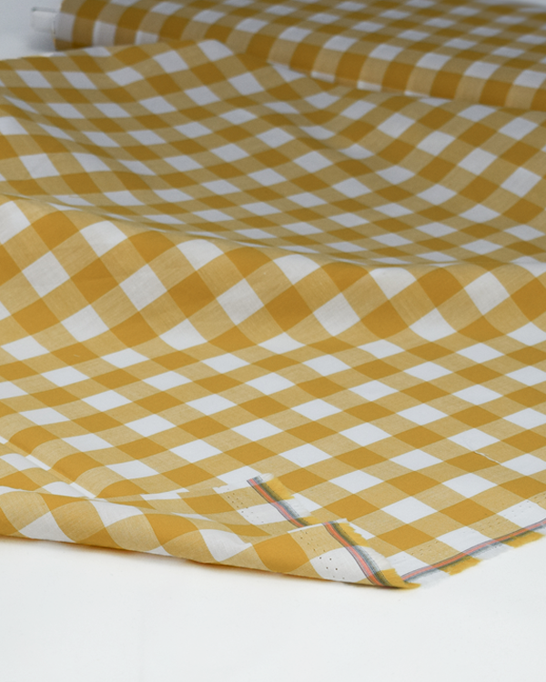 Yarn Dyed Cotton Fabric - 17mm Gingham Ochre