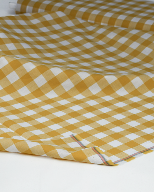 Yarn Dyed Cotton Fabric - 17mm Gingham Ochre
