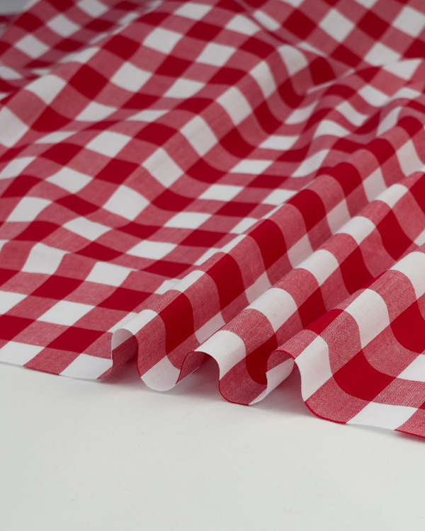 Yarn Dyed Cotton Fabric - 17mm Gingham Red