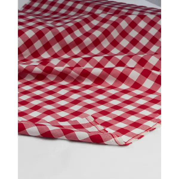 Yarn Dyed Cotton Fabric - 17mm Gingham Red | Truro Fabrics