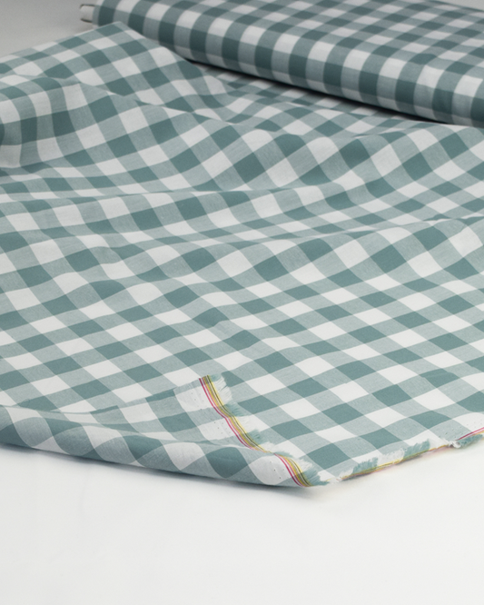 Yarn Dyed Cotton Fabric - 17mm Gingham Rockpool