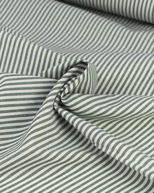 Yarn Dyed Cotton Fabric - 3mm Stripe Evergreen