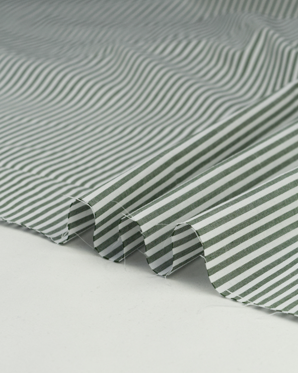 Yarn Dyed Cotton Fabric - 3mm Stripe Evergreen