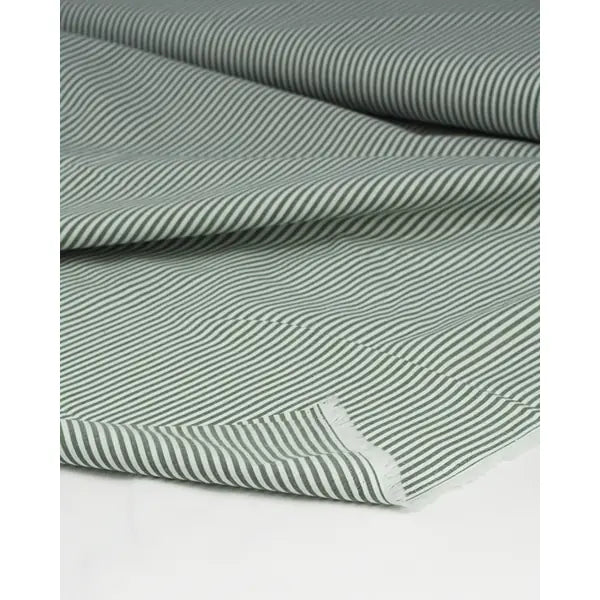 Yarn Dyed Cotton Fabric - 3mm Stripe Evergreen | Truro Fabrics
