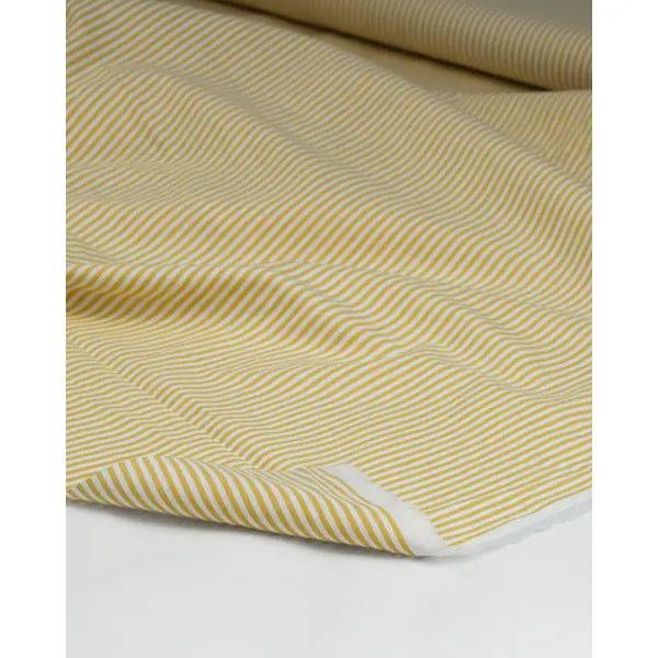 Yarn Dyed Cotton Fabric - 3mm Stripe Ochre | Truro Fabrics