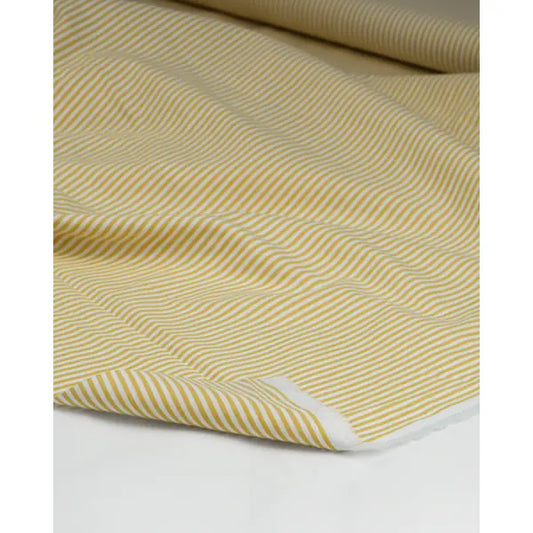 Yarn Dyed Cotton Fabric - 3mm Stripe Ochre | Truro Fabrics