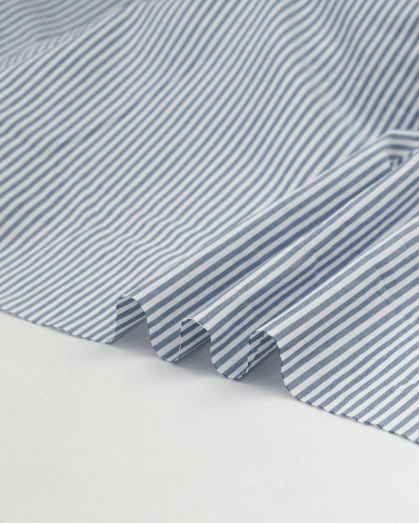 Yarn Dyed Cotton Fabric - 3mm Stripe Bluestone