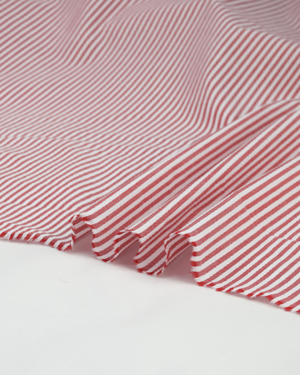 Yarn Dyed Cotton Fabric - 3mm Stripe Red