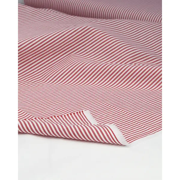 Yarn Dyed Cotton Fabric - 3mm Stripe Red | Truro Fabrics