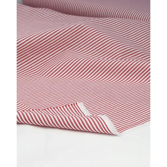 Yarn Dyed Cotton Fabric - 3mm Stripe Red | Truro Fabrics