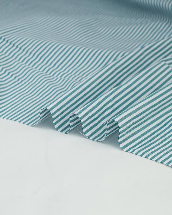 Yarn Dyed Cotton Fabric - 3mm Stripe Teal