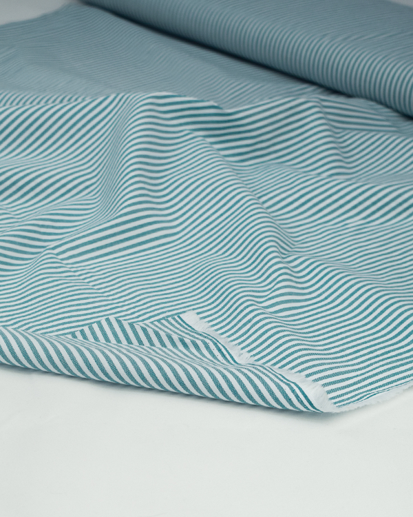 Yarn Dyed Cotton Fabric - 3mm Stripe Teal