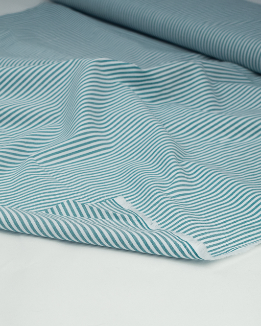 Yarn Dyed Cotton Fabric - 3mm Stripe Teal