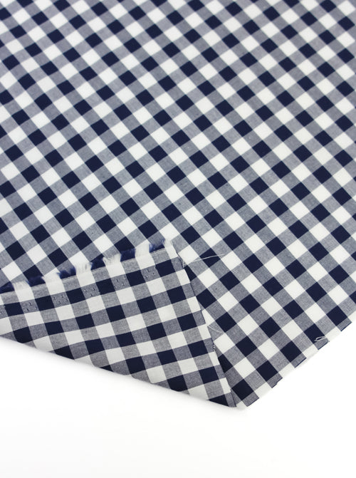 Yarn Dyed Cotton Fabric - 9mm Gingham Navy