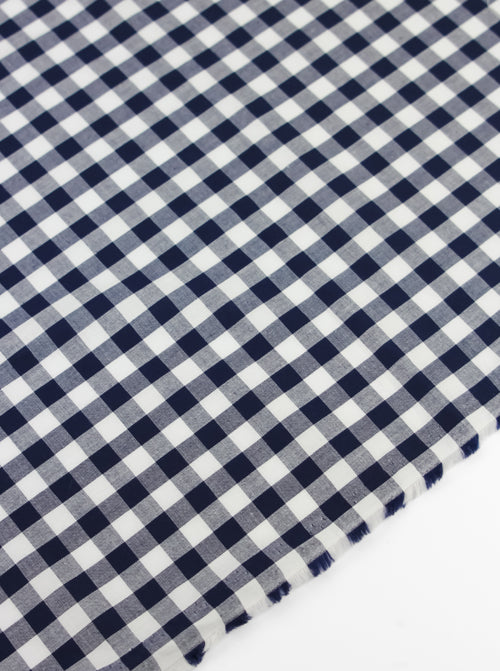 Yarn Dyed Cotton Fabric - 9mm Gingham Navy