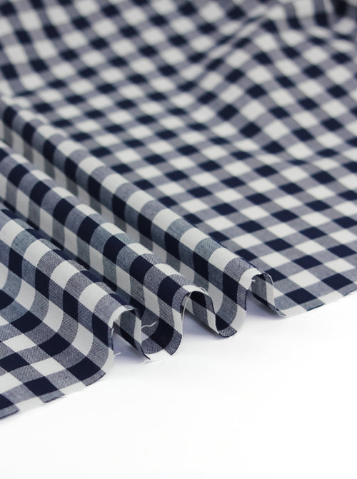 Yarn Dyed Cotton Fabric - 9mm Gingham Navy