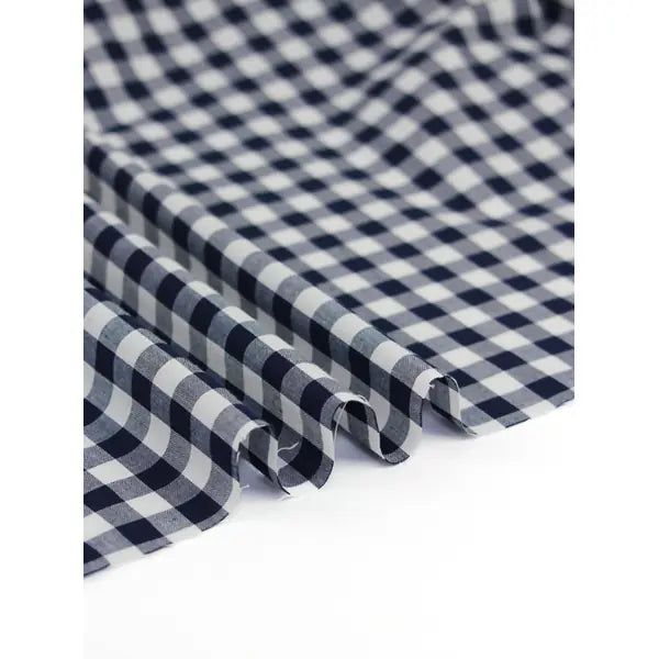 Yarn Dyed Cotton Fabric - 9mm Gingham Navy | Truro Fabrics