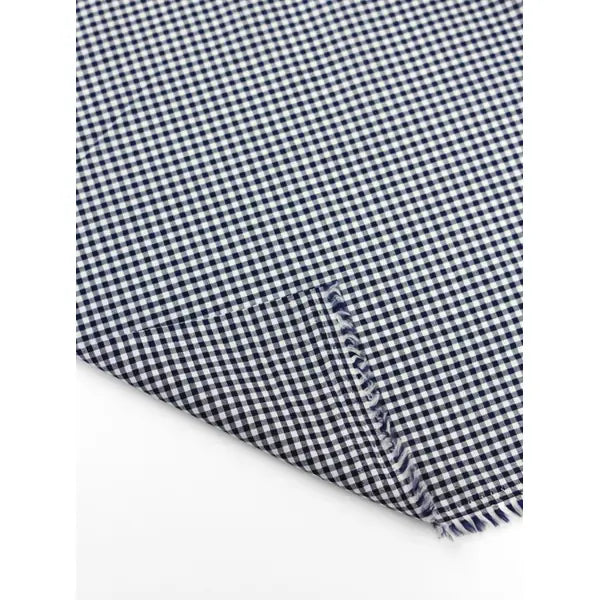 Yarn Dyed Cotton Fabric - 3mm Gingham Navy – view 2 – Truro Fabrics