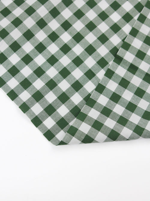 Yarn Dyed Cotton Fabric - 9mm Gingham Evergreen