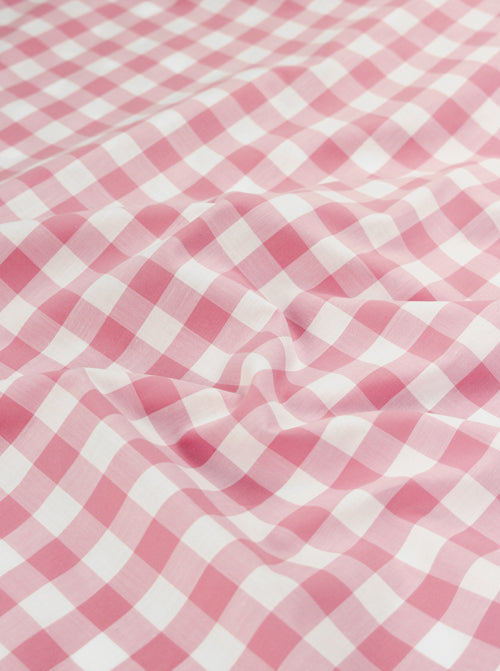 Yarn Dyed Cotton Fabric - 17mm Gingham Baby Pink