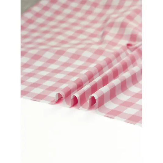 Yarn Dyed Cotton Fabric - 17mm Gingham Baby Pink | Truro Fabrics