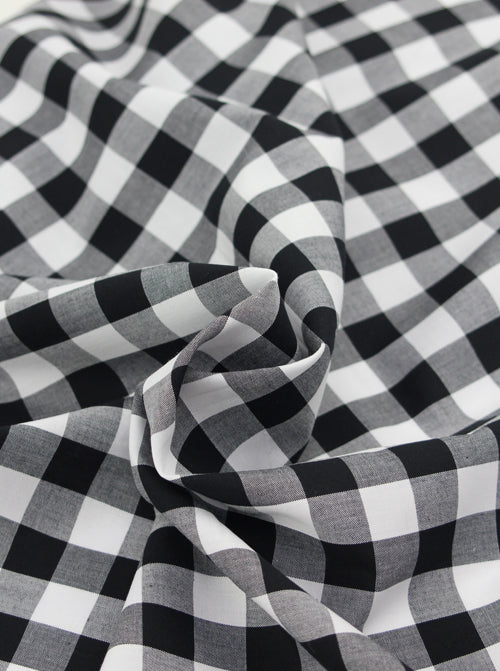 Yarn Dyed Cotton Fabric - 17mm Gingham Black