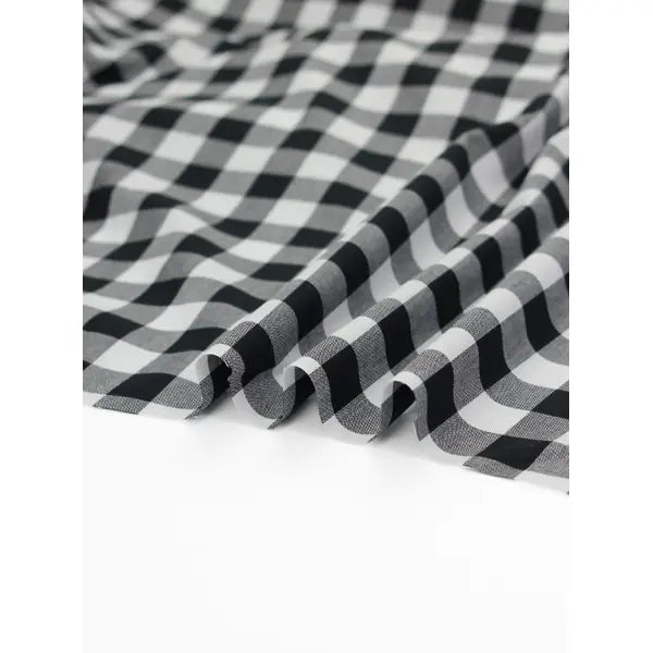 Yarn Dyed Cotton Fabric - 17mm Gingham Black | Truro Fabrics