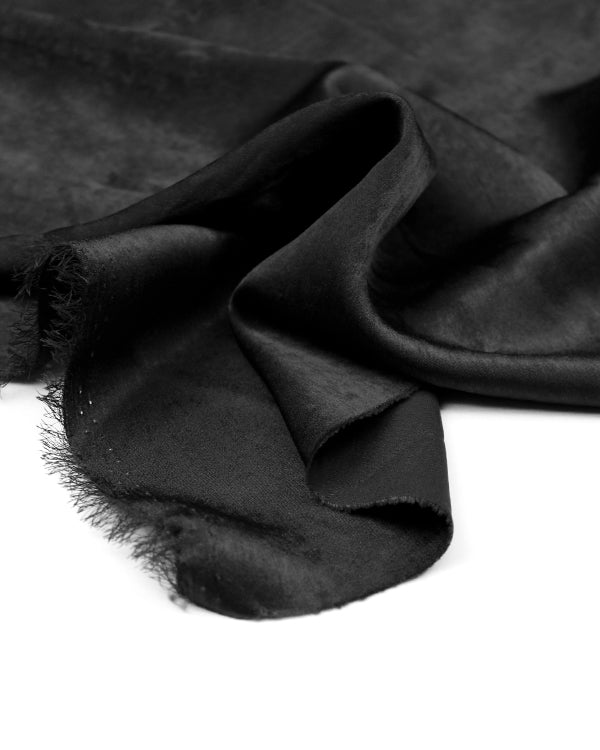 Sandwashed Satin Fabric - Black