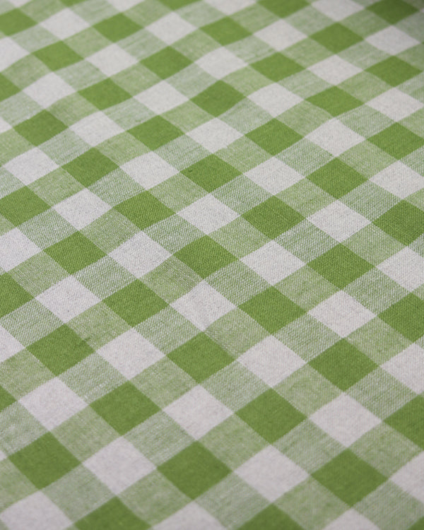Laundered Linen Gingham Fabric - Pea Green