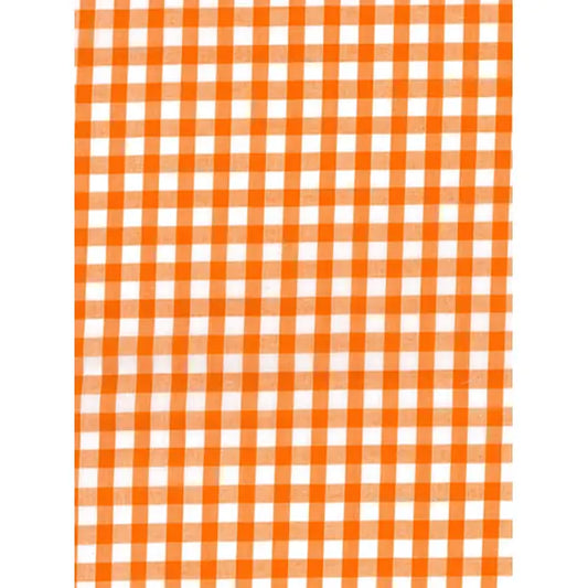 Polycotton Gingham Fabric - 6mm - Tangerine | Truro Fabrics
