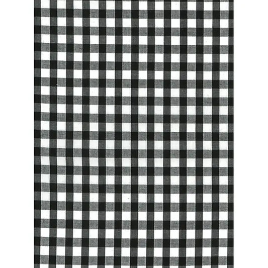 Polycotton Gingham Fabric - 6mm - Black | Truro Fabrics