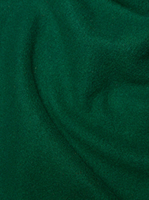 Close up of bottle green anti-pil polar fleece fabric showing thick soft pile
