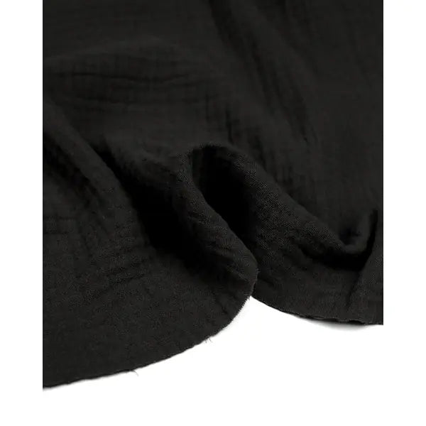 Cotton Double Gauze Fabric - Black – view 2 – Truro Fabrics