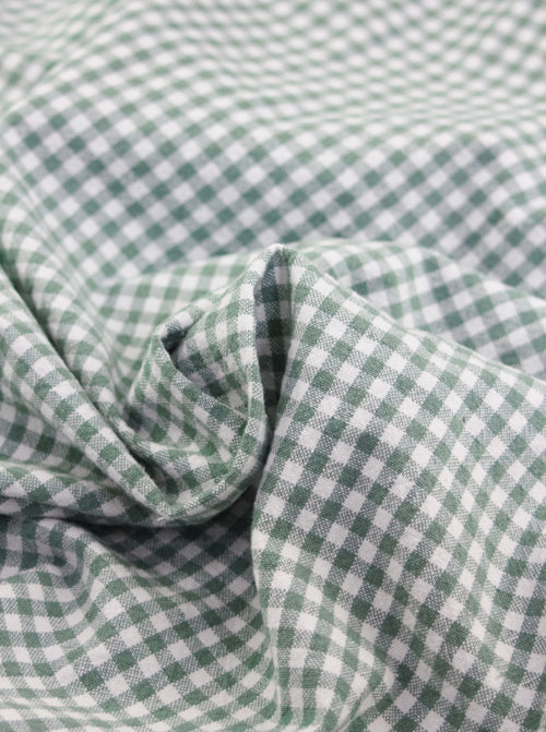 Organic Washed Cotton Mini Gingham Fabric - Sage