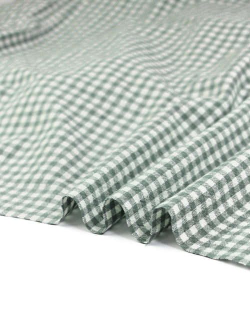 Organic Washed Cotton Mini Gingham Fabric - Sage