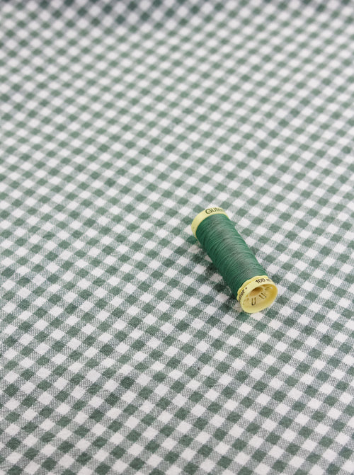 Organic Washed Cotton Mini Gingham Fabric - Sage