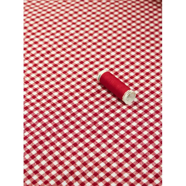 Organic Washed Cotton Gingham Fabric - Strawberry | Truro Fabrics