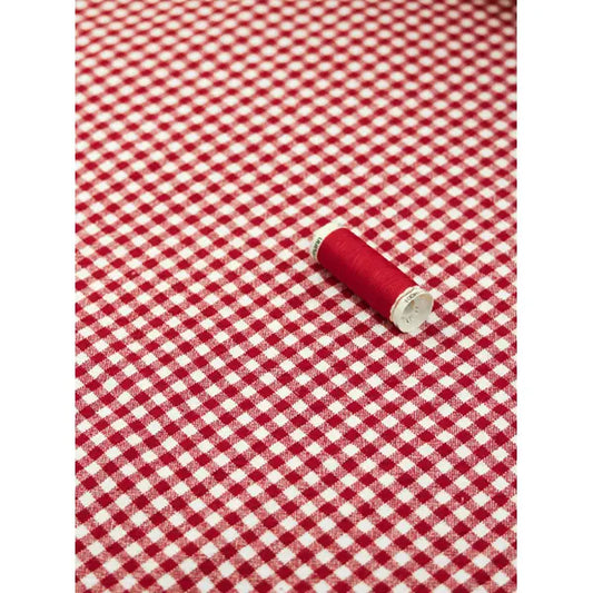 Organic Washed Cotton Gingham Fabric - Strawberry | Truro Fabrics