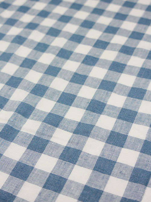Laundered Linen Gingham Fabric - Delft