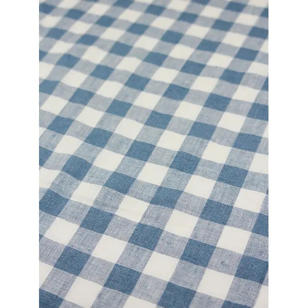 Laundered Linen Gingham Fabric - Delft – view 2 – Truro Fabrics