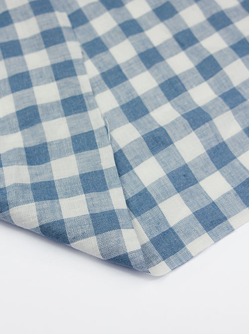 Laundered Linen Gingham Fabric - Delft