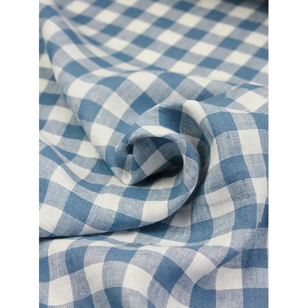 Laundered Linen Gingham Fabric - Delft – view 5 – Truro Fabrics
