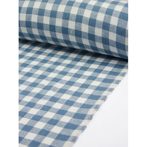 Laundered Linen Gingham Fabric - Delft – view 6 – Truro Fabrics